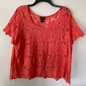 Torrid Size 1 Embroidered Lace Floral Mesh Crop Top